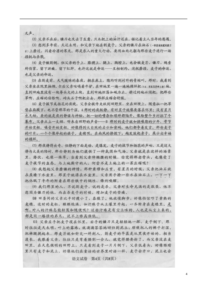 辽宁省鞍山市2015年中考语文真题试题（扫描版，无答案）_中考真题_1.语文中考真题2015-2024年_2015年全国中考语文154份_2015年全国中考154份