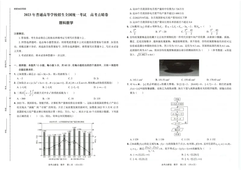 2023高徒点睛卷（老教材）理科数学试卷_2023高考押题卷_2023高徒点睛卷（老教材）理