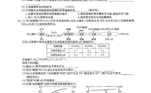 河南省九师联盟2025届高三4月联考化学试题+答案_2025年4月_250402河南省九师联盟2025届高三4月联考（全科）