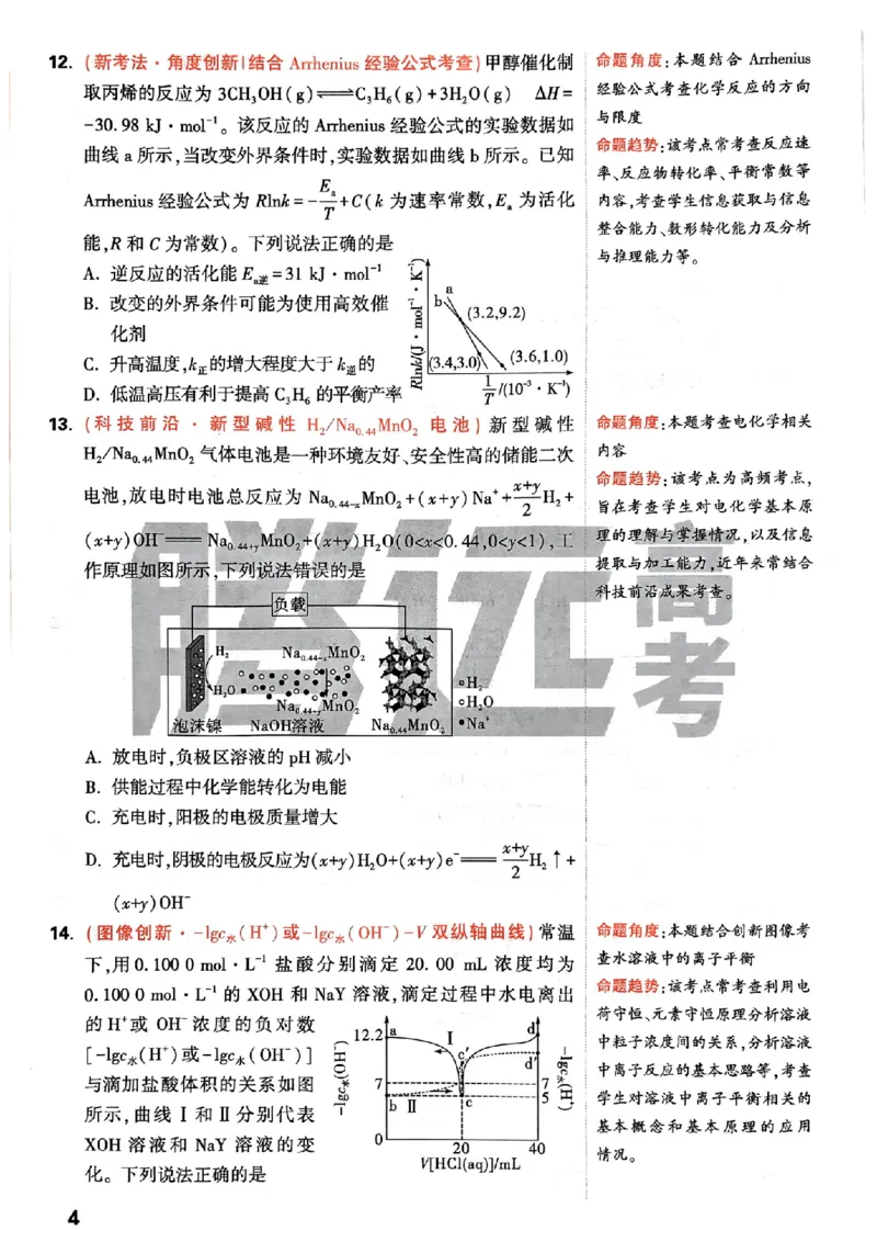 化学命题集+答案_2024高考押题卷_32024腾远黑白卷_2024腾远高考黑白卷（新课标卷）_命题集