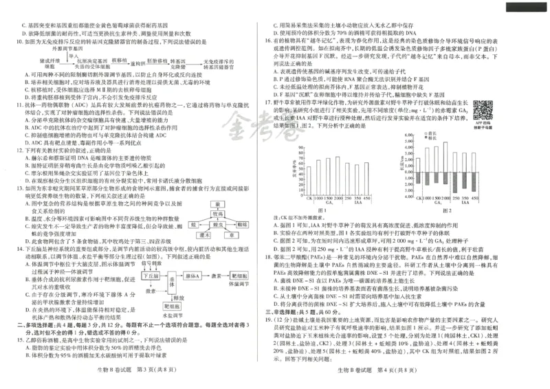 2024年天星 高考临考预测押题密卷 江苏专版 （生物）