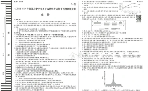 2024年天星 高考临考预测押题密卷 江苏专版 （生物）