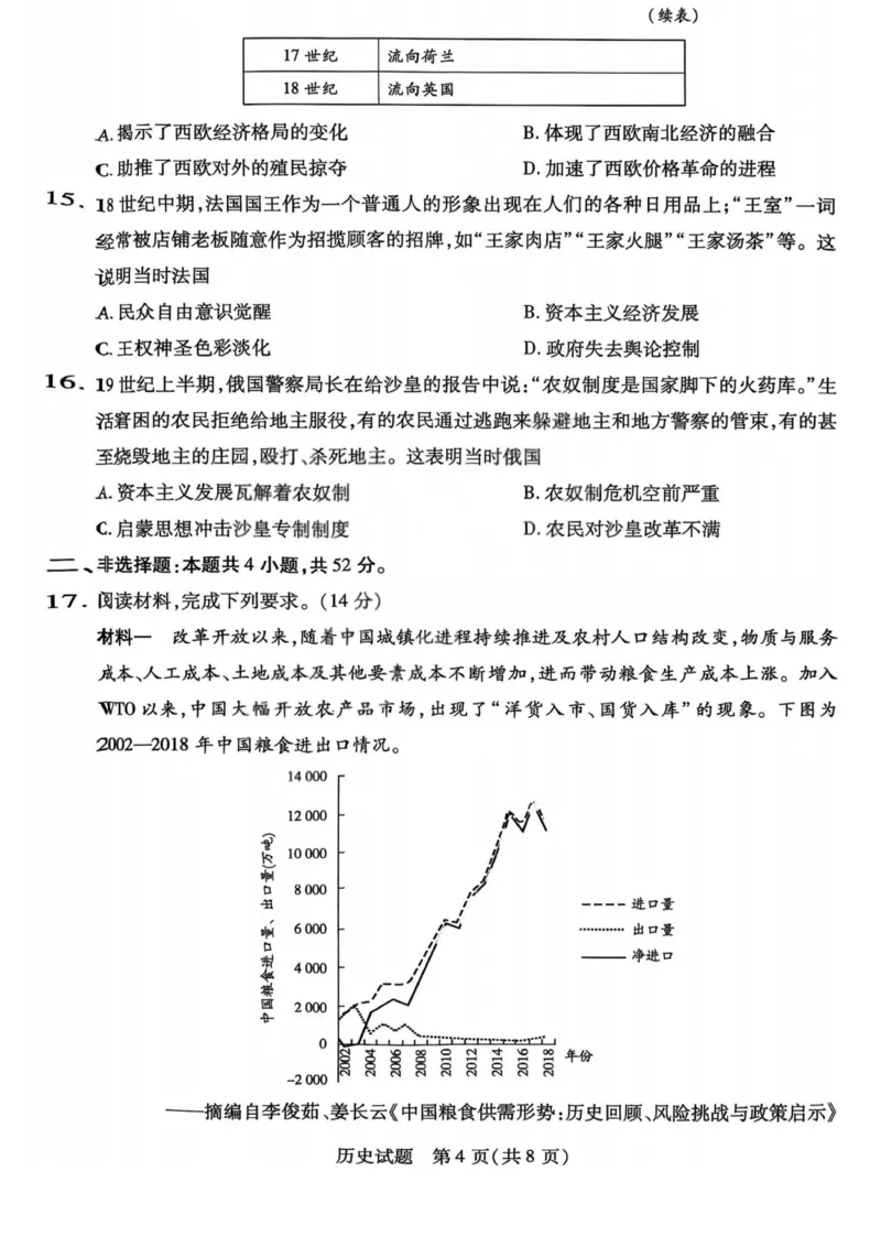 历史试卷-2025-2026学年（上）高三年级天一小高考（一）_2025年11月_251127山西省2025-2026学年（上）高三年级天一小高考（一）（全科）