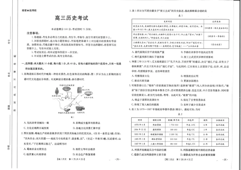 江西省2025届高三下学期3月百万大联考（金太阳25-4001C）历史_2025年3月_2503202025届江西省高三金太阳3月联考（JX-4001C）（全科）_2025届江西省高三金太阳3月联考（JX-4001C）历史