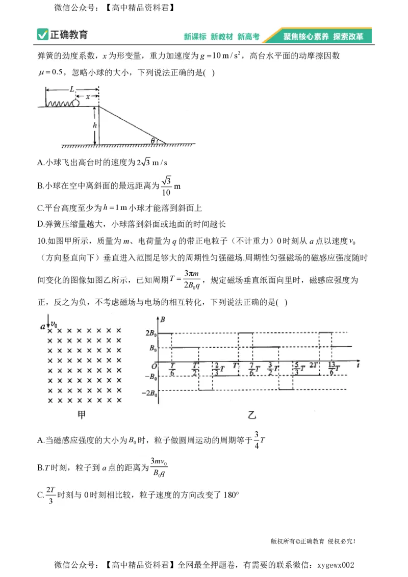 2024届明日之星高考物理精英模拟卷河北版_2024高考押题卷_72024正确教育全系列_2024明日之星全系列_（新高考）2024《明日之星&middot;高考精英模拟卷》（九科全）各一套