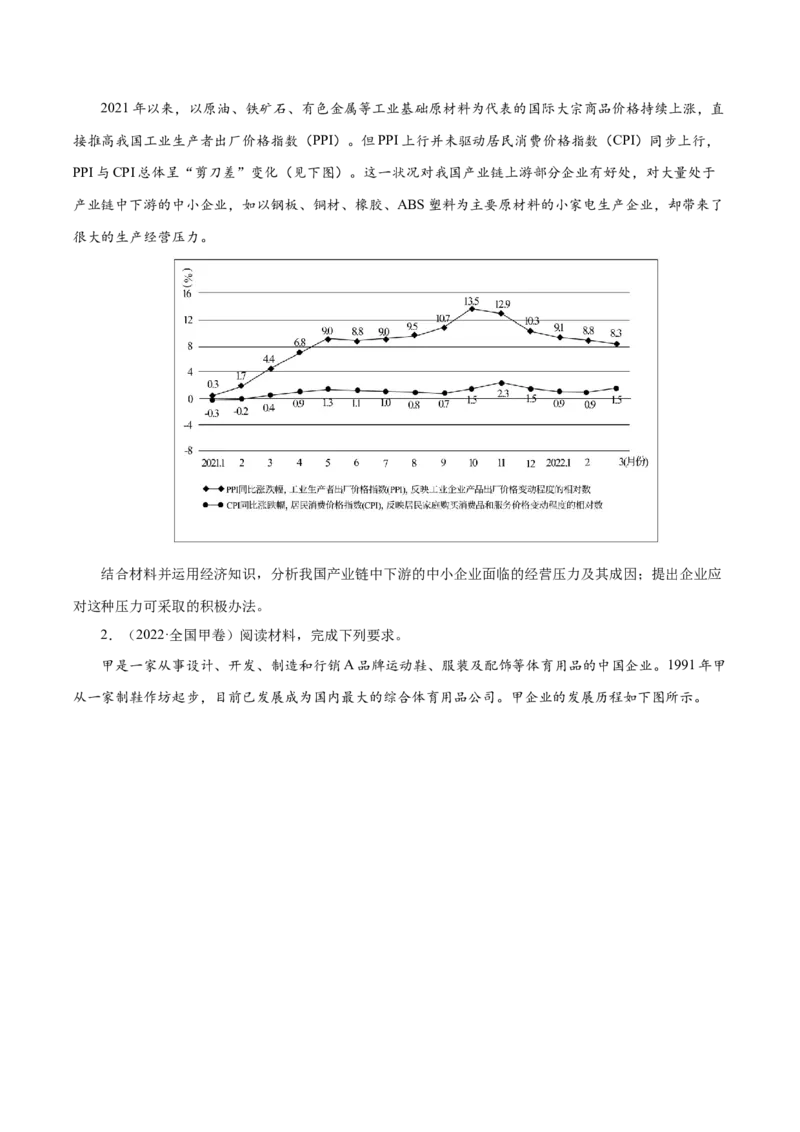 专题05《经济生活》综合主观题-学易金卷：十年（2014-2023）高考政治真题分项汇编（人教卷）（原卷卷）_近10年高考真题汇编（必刷）