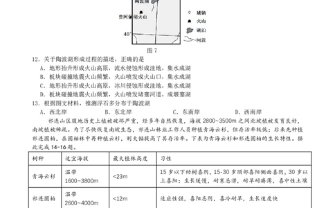 成都石室中学2024-2025学年度下期高2025届二诊模拟考试地理_2025年3月_250305四川省成都石室中学2024-2025学年度下期高2025届二诊模拟考试（全科）
