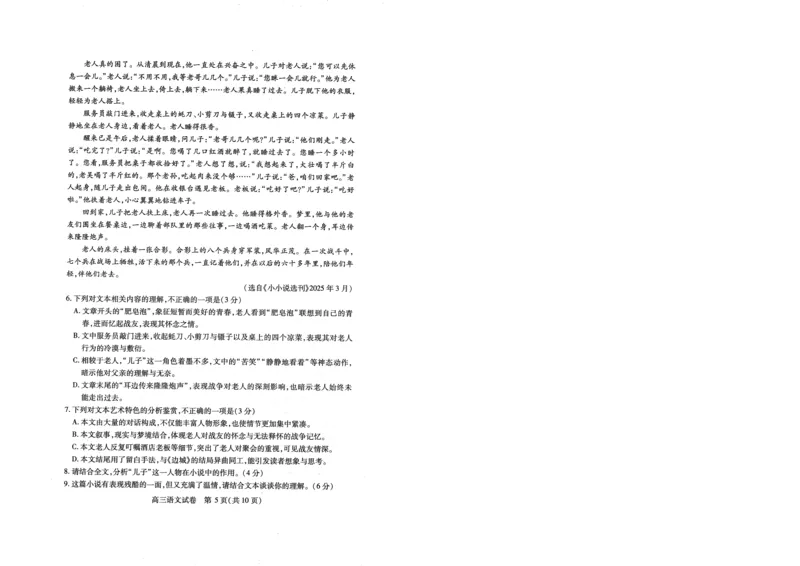 湖北四调语文试卷_2025年4月_250415湖北省高三(4月)调研模拟考试_湖北省高三(4月)调研模拟考试语文