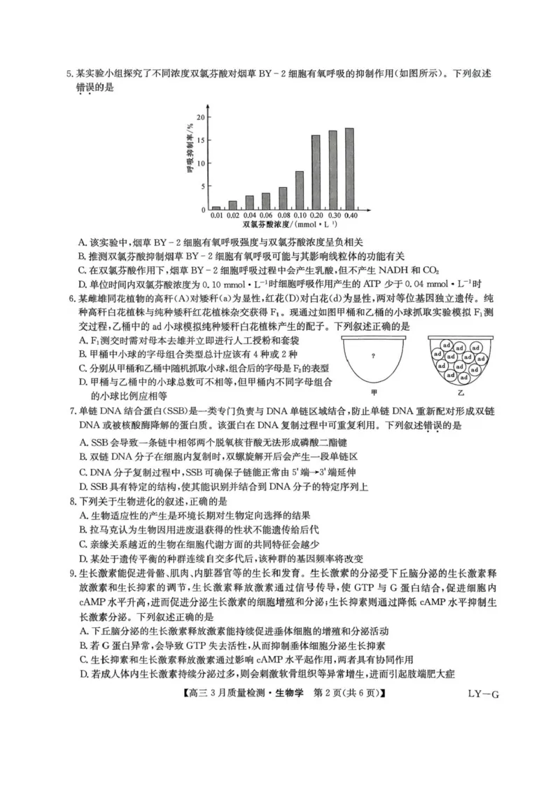 河南省九师联盟2025届高三4月联考生物试题+答案_2025年4月_250402河南省九师联盟2025届高三4月联考（全科）