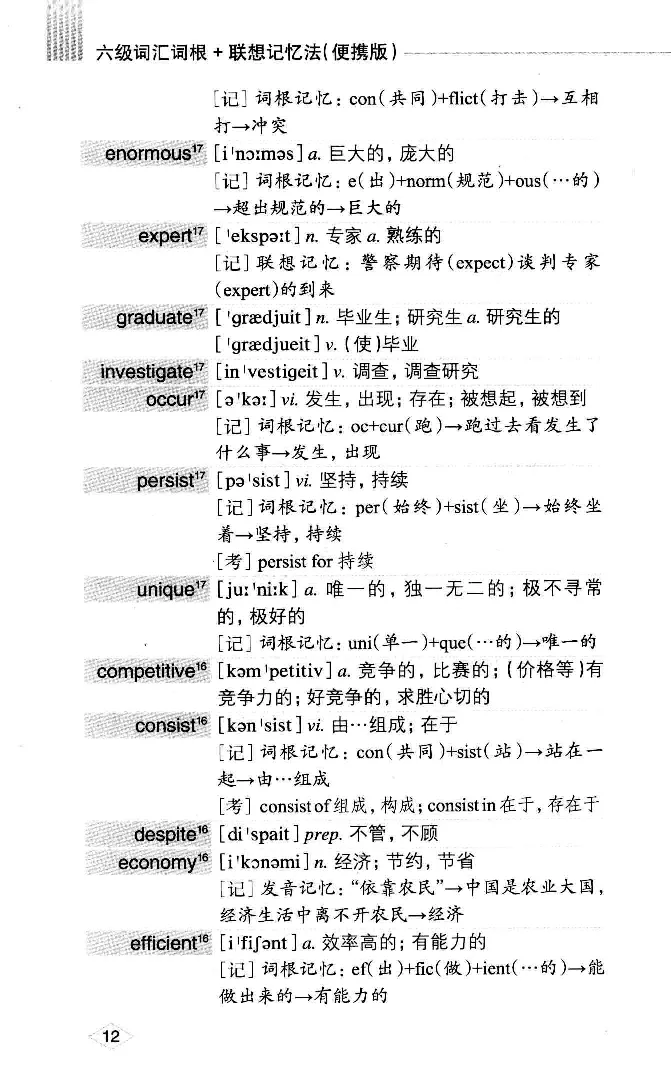 16六级词汇词根+联想记忆法便携版_英语四六级整合_英语四六级真题版本二此版为主此文件夹会持续更新_四六级单词汇总_六级单词