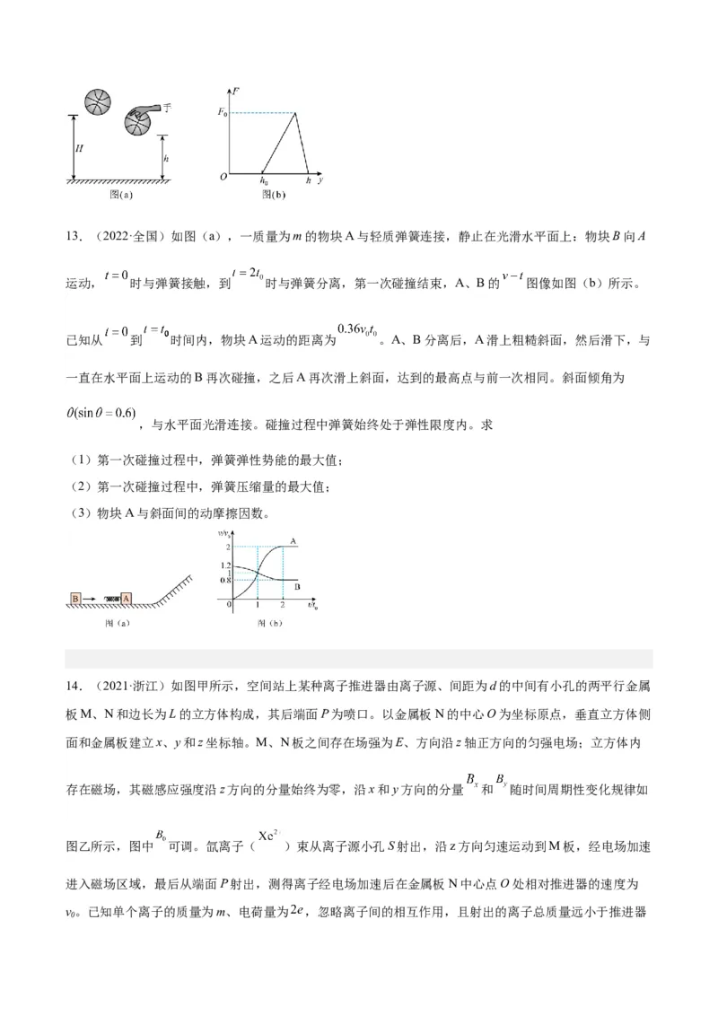 专题31动量的图像问题（学生卷）-十年（2014-2023）高考物理真题分项汇编（全国通用）_近10年高考真题汇编（必刷）_十年（2014-2024）高考物理真题分项汇编（全国通用）