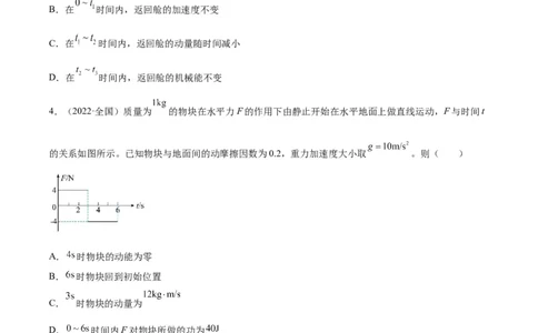 专题31动量的图像问题（学生卷）-十年（2014-2023）高考物理真题分项汇编（全国通用）_近10年高考真题汇编（必刷）_十年（2014-2024）高考物理真题分项汇编（全国通用）