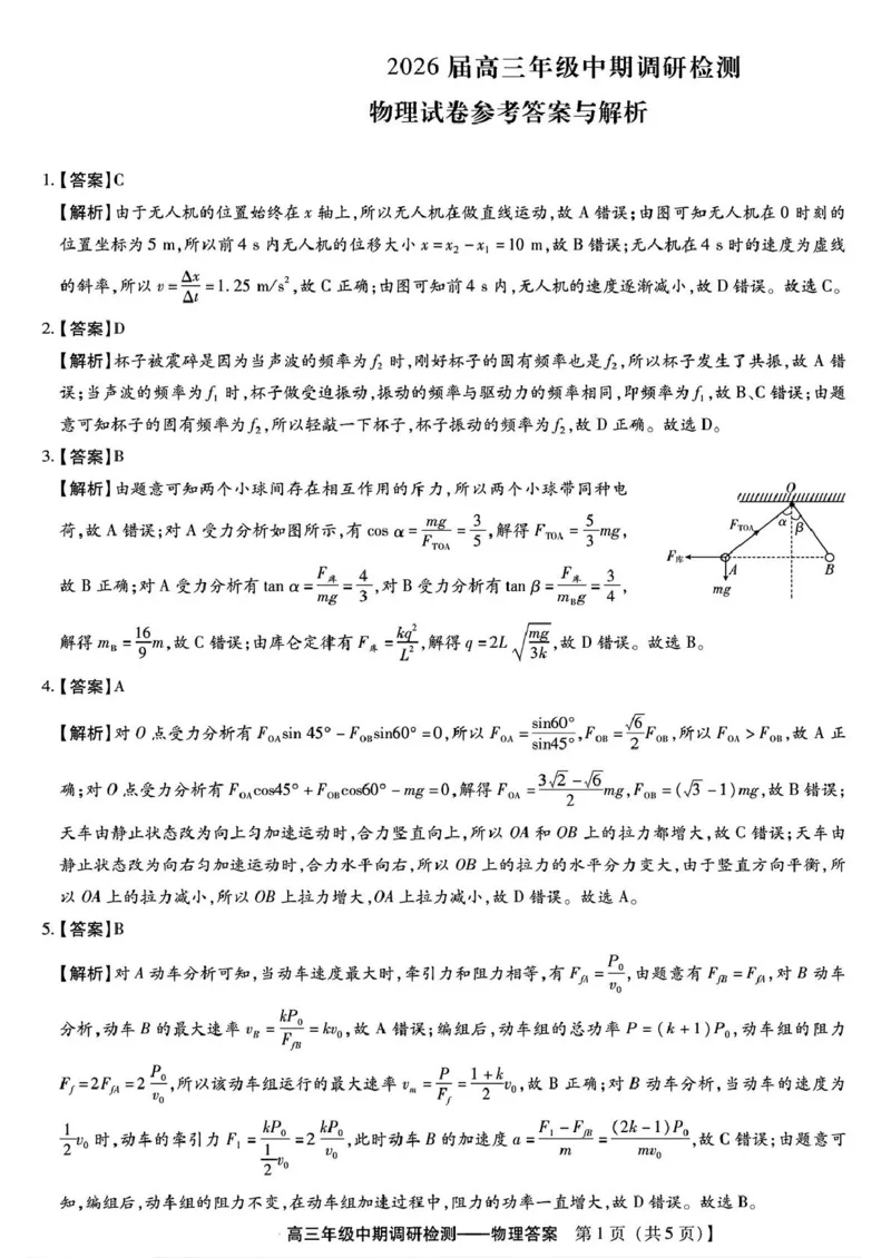 琢名小渔名校联考2026届高三年级中期调研检测物理答案_2025年11月_251119河北省琢名小渔名校联考2026届高三年级中期调研检测（全科）