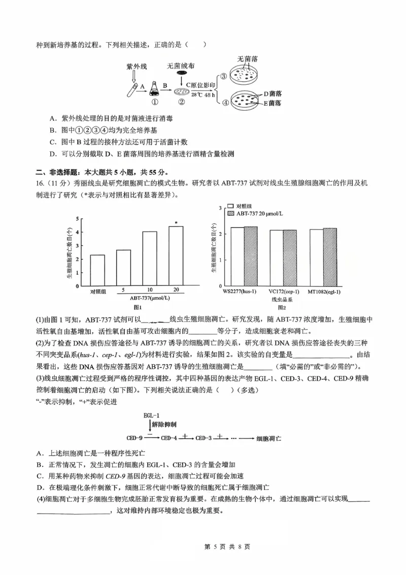 育才&middot;鲁巴&middot;万中高2026届高三（上）10月联合诊断性考试生物_2025年10月_251016重庆育才中学、鲁能巴蜀中学、万州高级中学高2026届高三10月联合考试（全科）
