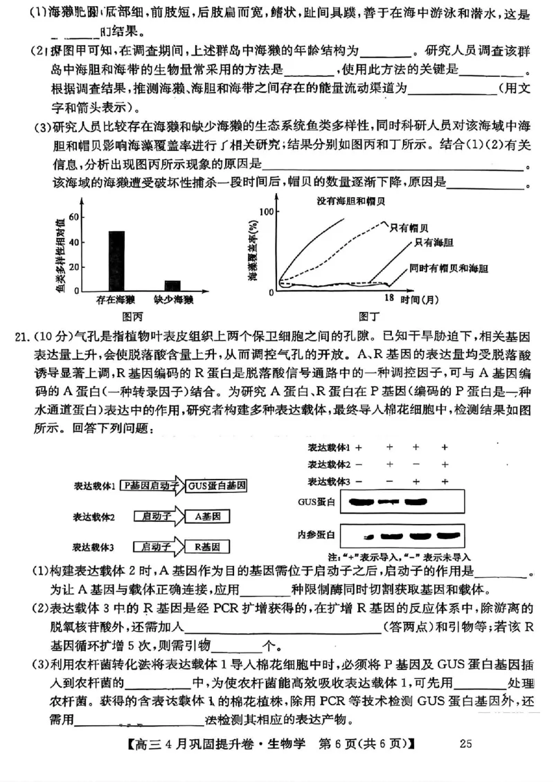 山西省部分学校2025届高三下学期4月考试生物试题_2025年4月_250430山西省部分学校2024-2025学年高三下学期4月巩固提升