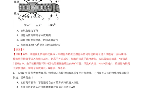 专题03物质运输（解析卷）_近10年高考真题汇编（必刷）_十年（2014-2024）高考生物真题分项汇编（全国通用）_十年（2014-2023）高考生物真题分项汇编（全国通用）