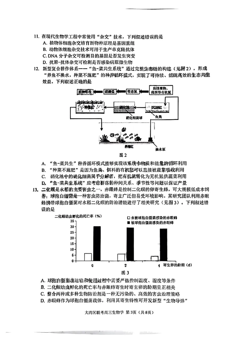 生物试卷_2025年1月_2501142025届广东省大湾区普通高中毕业年级联合模拟考试(一)（全科）_2025届广东省大湾区普通高中毕业年级联合模拟考试(一)生物