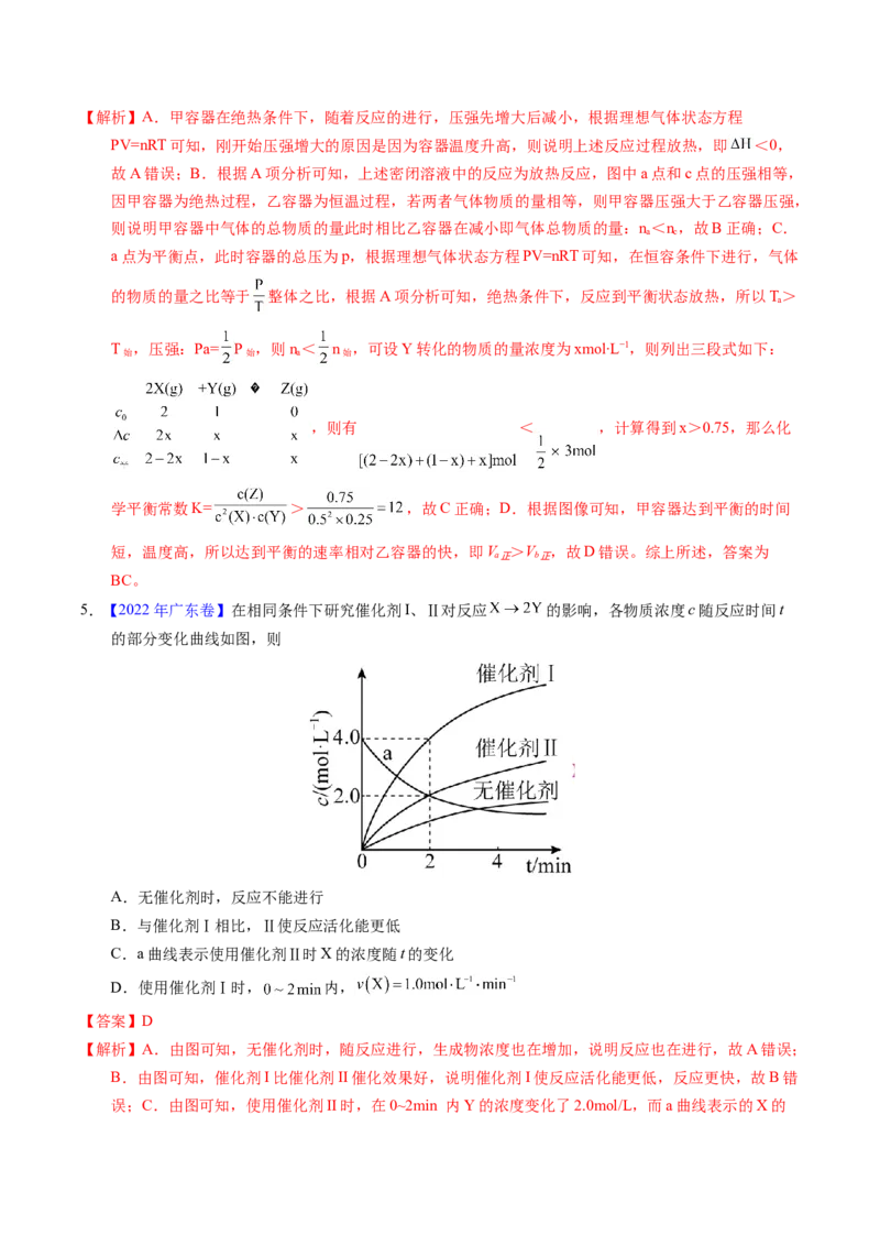 专题56化学反应速率与平衡图像问题（解析卷）_近10年高考真题汇编（必刷）_十年（2014-2024）高考化学真题分项汇编（全国通用）_十年（2014-2023）高考化学真题分项汇编（全国通用）