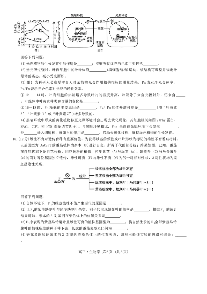 广东省肇庆市2025届高中毕业班第二次模拟考试生物学试题（含答案）_2025年1月_250118广东省肇庆市2025届高中毕业班第二次模拟考试暨汕尾期末考（全科）