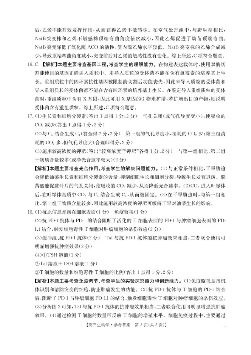 广西壮族自治区2024-2025学年高三上学期期末考试生物试题（含答案）_2025年1月_250110广西南宁市2024-2025学年高中毕业班第一次适应性（广西金太阳1月）（全科）