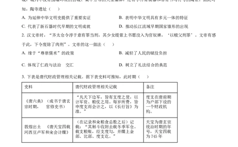 精品解析：2025届黑龙江省哈尔滨市第六中学校高三下学期四模历史试题（原卷版）_2025年5月_250514黑龙江省哈尔滨市第六中学2025届高三下学期四模（全科）