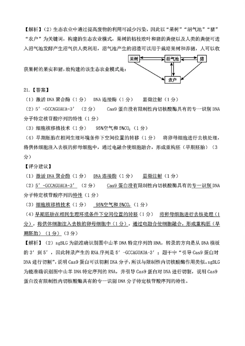 生物答案_2025年4月_250419江西省赣州市十八县（市、区）二十五校2025届高三下学期期中联考（江西4月质检）（全科）