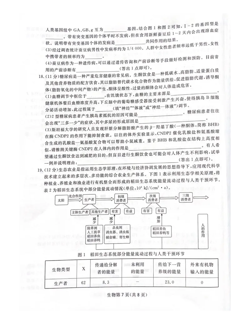 四川省2025届高三第一次教学质量联合测评_2025年2月_2502192025届四川省高三下学期第一次教学质量联合测评（全科）_2025届四川省高三下学期第一次教学质量联合测评生物