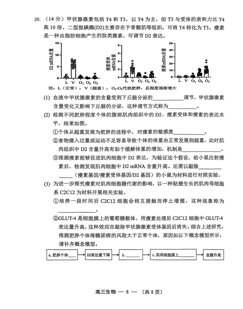 生物试卷2025-2026学年福州市高三年级第一次质量检测_2025年8月_250830福建省2025-2026学年福州市高三年级第一次质量检测（福州一检）（全科）