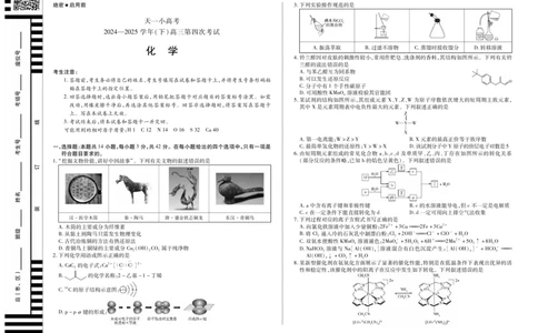 天一大联考&middot;天一小高考2024-2025学年（下）高三第四次考试化学_2025年5月_250510天一小高考2024-2025学年（下）高三第四次考试（全科）