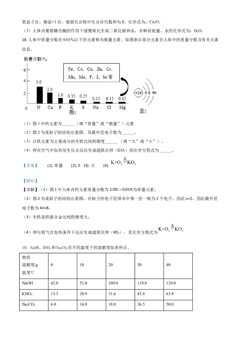 重庆市2021年中考化学试题（A卷）（解析版）_中考真题_5.化学中考真题2015-2024年_2021年中考化学真题（83份）_​2021重庆化学A卷​