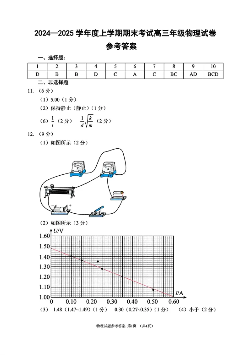 辽宁省五校（东北育才中学、辽宁省实验中学、大连24中学、大连八中、鞍山一中）2025届高三上学期期末考试物理版含答案_2025年1月