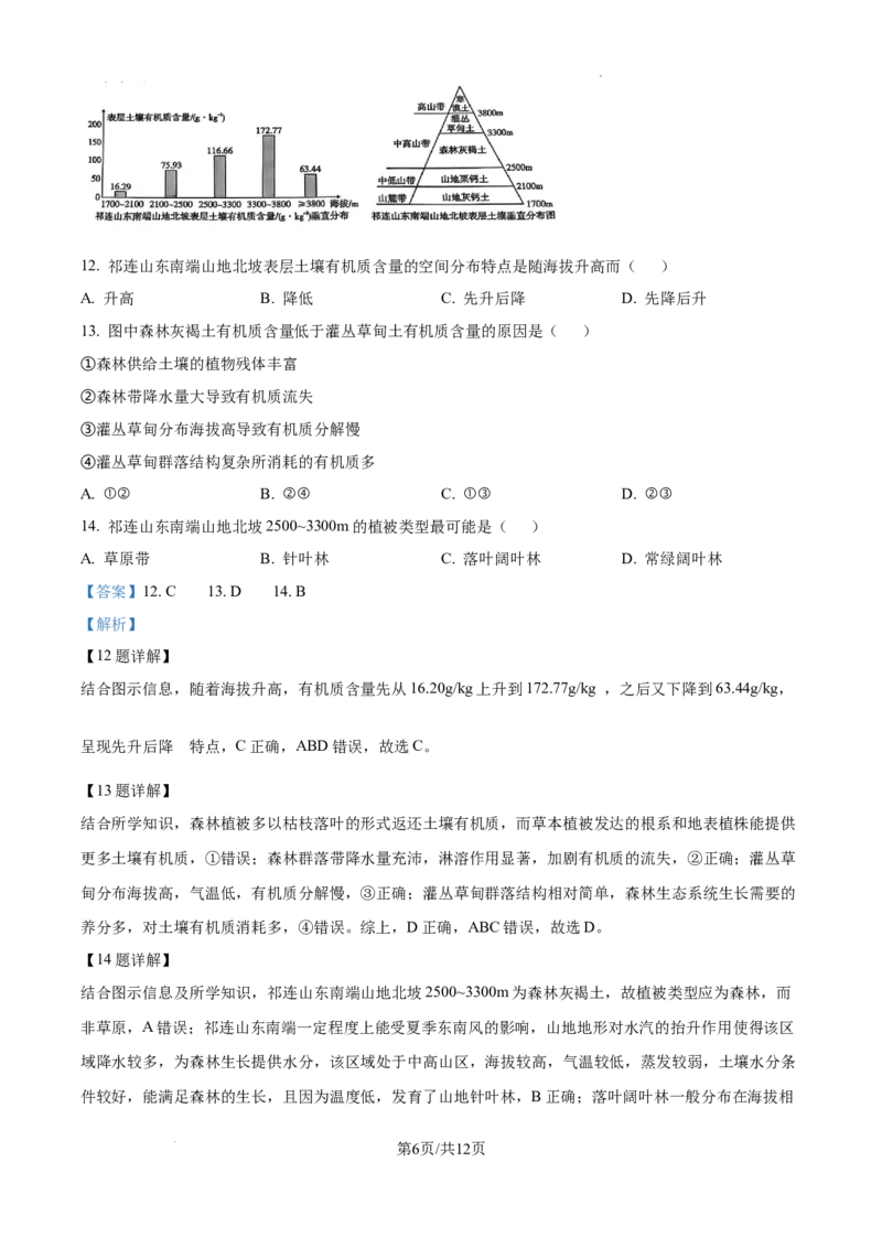 精品解析：2025届安徽省六安第一中学高考模拟预测（二）地理试题（解析版）_2025年5月_250527安徽省六安第一中学2025届高三下学期模拟预测试题