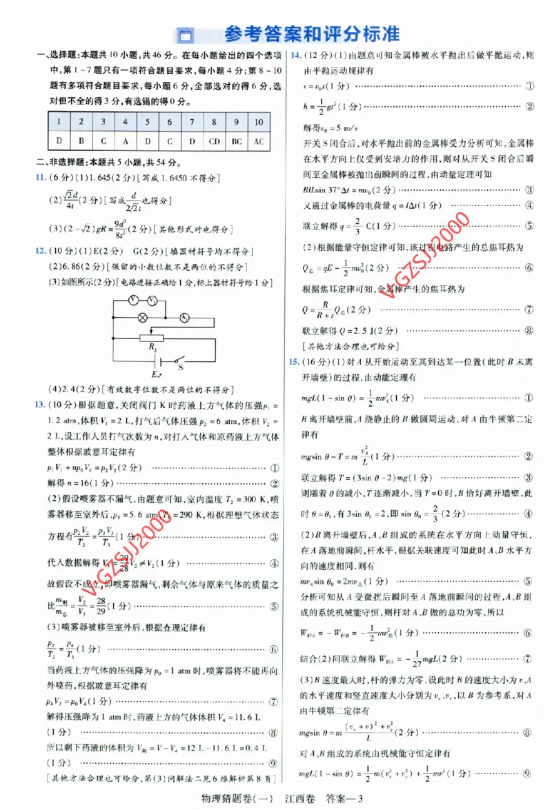 2024《金考卷&middot;高考测评卷》物理答案_2024高考押题卷_12024天星全系列_（新高考）2024《金K卷&middot;高考测评&middot;猜题卷》（语数英）各九套_2024《金考卷&middot;高考测评卷&middot;猜题卷》物理