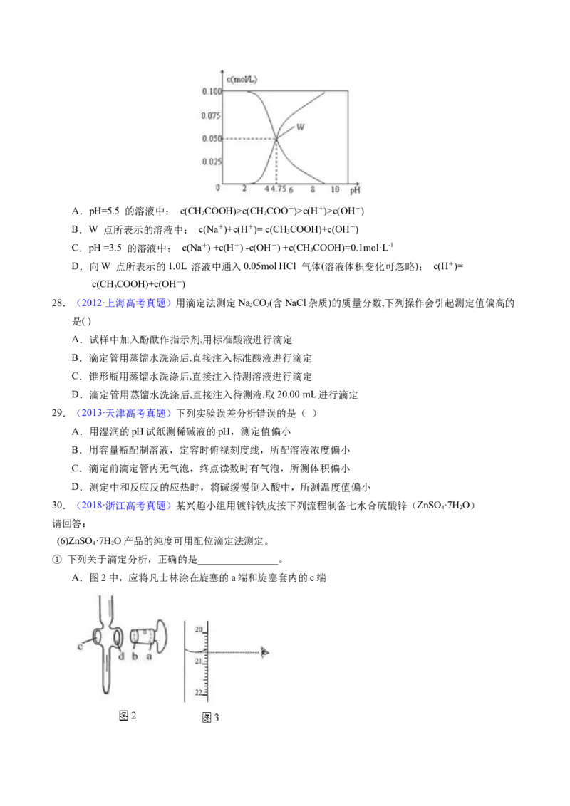 专题60酸碱中和滴定及曲线（原卷卷）_近10年高考真题汇编（必刷）_十年（2014-2024）高考化学真题分项汇编（全国通用）_十年（2014-2023）高考化学真题分项汇编（全国通用）