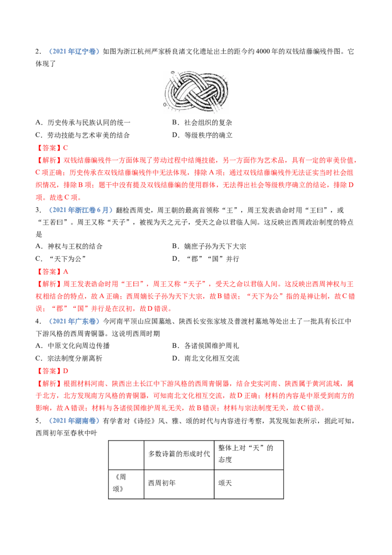 专题01从中华文明起源到秦汉统一多民族封建国家的建立与巩固（解析卷）_近10年高考真题汇编（必刷）_十年（2014-2024）高考历史真题分项汇编（全国通用）