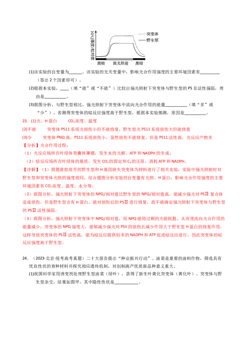 专题09变异、育种与进化（解析卷）_近10年高考真题汇编（必刷）_十年（2014-2024）高考生物真题分项汇编（全国通用）_2023年高考真题和模拟题生物分项汇编（全国通用）