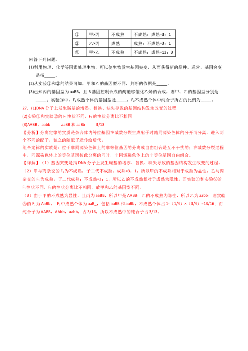 专题09变异、育种与进化（解析卷）_近10年高考真题汇编（必刷）_十年（2014-2024）高考生物真题分项汇编（全国通用）_2023年高考真题和模拟题生物分项汇编（全国通用）