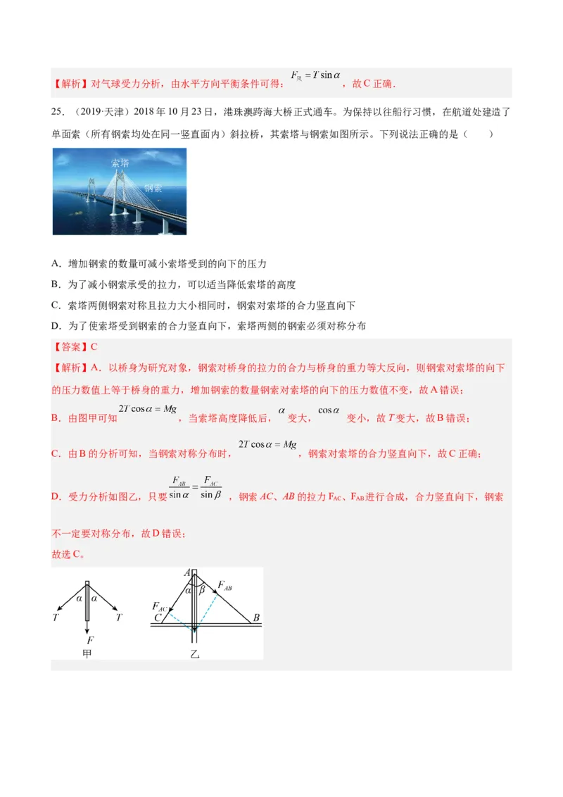专题05受力分析和共点力的平衡（一）（解析卷）-十年（2014-2023）高考物理真题分项汇编（全国通用）_近10年高考真题汇编（必刷）_十年（2014-2024）高考物理真题分项汇编（全国通用）