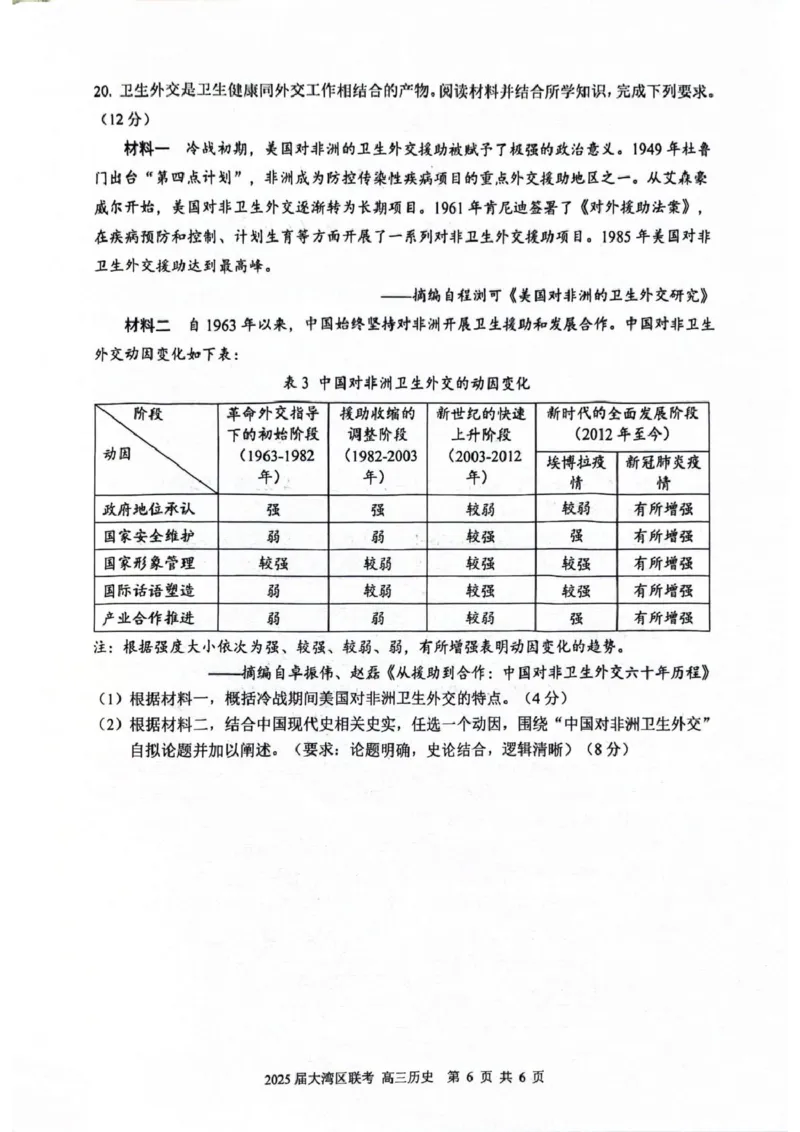 广东省大湾区2025届普通高中毕业年级联合模拟考试（二）历史试题（含答案）_2025年4月_250424广东省大湾区2025届普通高中毕业年级联合模拟考试（二）（大湾区二模）