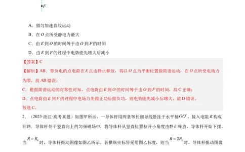 专题32机械振动（解析卷）-十年（2014-2023）高考物理真题分项汇编（全国通用）_近10年高考真题汇编（必刷）_十年（2014-2024）高考物理真题分项汇编（全国通用）