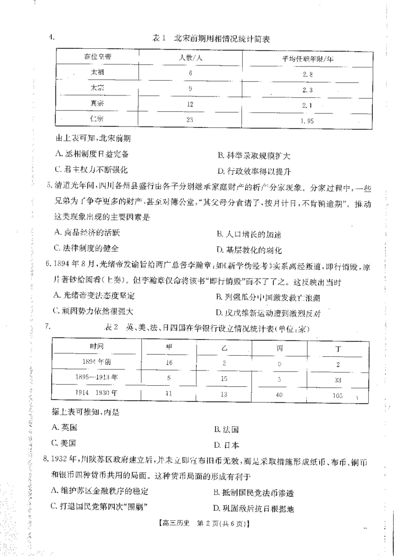 四川省金太阳2025届高三2月开学考试历史_2025年2月_250220四川省金太阳2025届高三2月开学考试（319C）（全科）_四川省金太阳2025届高三2月开学考试历史