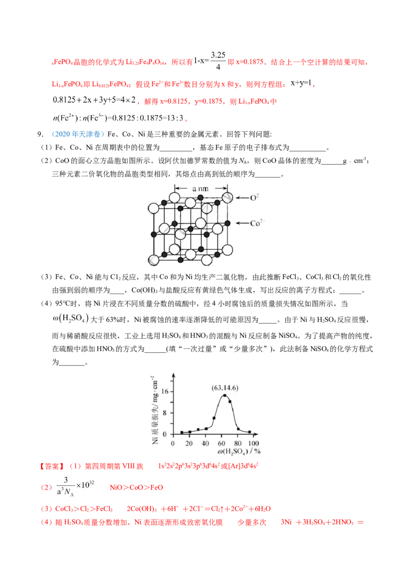 专题37物质结构综合&mdash;&mdash;以金属元素为主体（解析卷）_近10年高考真题汇编（必刷）_十年（2014-2024）高考化学真题分项汇编（全国通用）