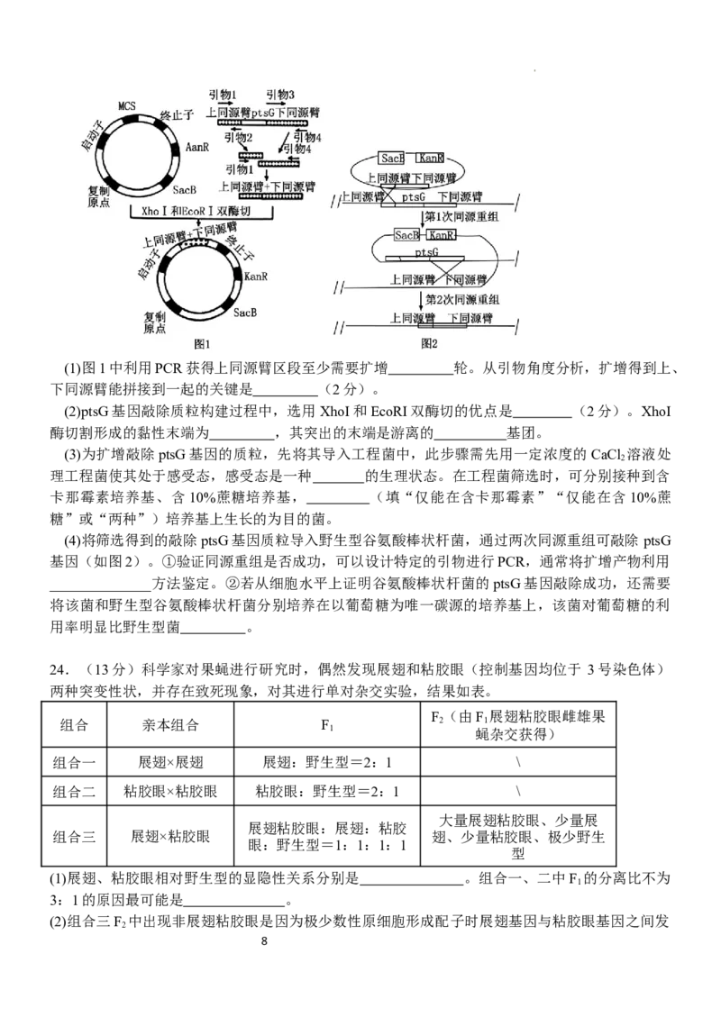 江苏省扬州中学2024-2025学年高三下学期2月月考生物试题+答案_2025年2月_250225江苏省扬州中学2024-2025学年高三下学期2月月考