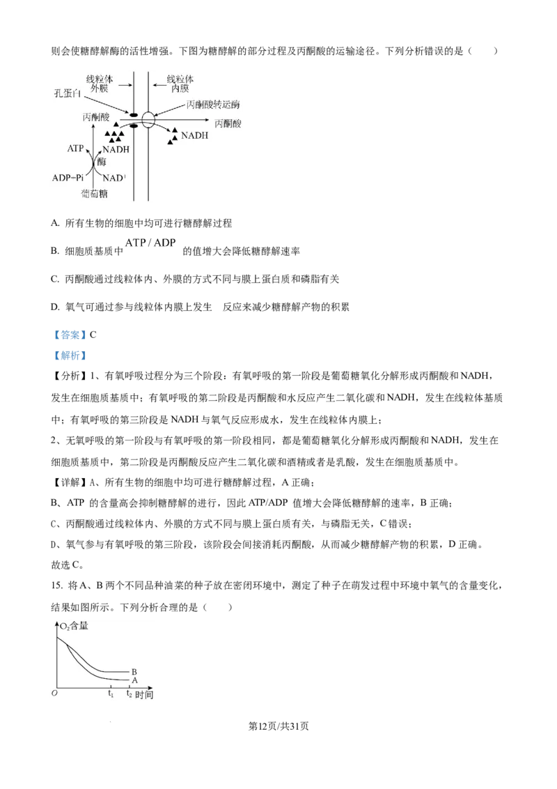 精品解析：山西省山西大学附属中学校2025-2026学年高三上学期8月月考生物试题（解析版）_2025年8月_250813山西省山西大学附属中学校2025-2026学年高三上学期8月（总第一次）模块诊断