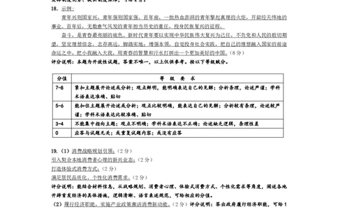 思想政治-安徽高三年级十月调研考试评分细则_2025年10月_251018安徽天一大联考豫皖联考2026届高三上学期十月调研考试（全科）_安徽高三年级十月调研考试答案
