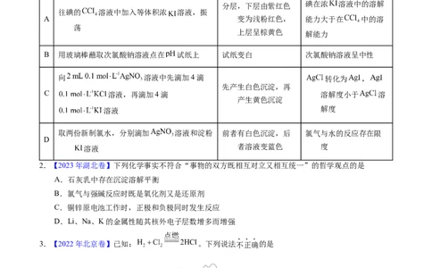 专题24氯及其化合物卤素（原卷卷）_近10年高考真题汇编（必刷）_十年（2014-2024）高考化学真题分项汇编（全国通用）_十年（2014-2023）高考化学真题分项汇编（全国通用）