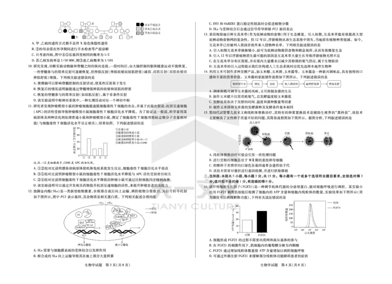 生物学齐鲁名校高三五联_2025年4月_250401山东省天一大联考&middot;齐鲁名校教研体2024-2025学年（下）高三年级第五次联考（全科）