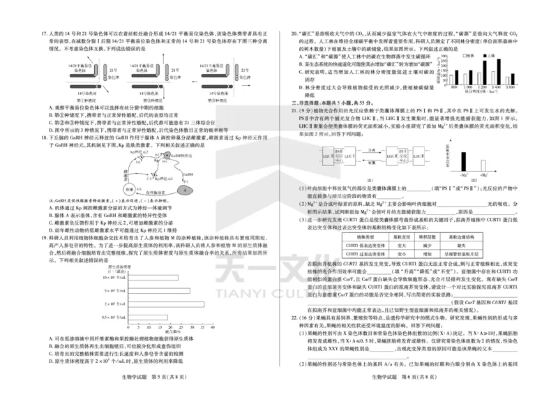 生物学齐鲁名校高三五联_2025年4月_250401山东省天一大联考&middot;齐鲁名校教研体2024-2025学年（下）高三年级第五次联考（全科）