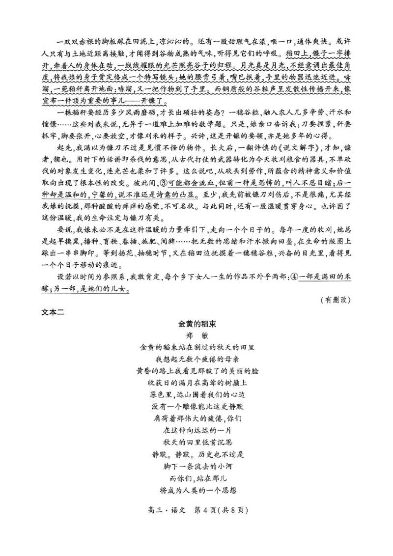 贵州省黔南布依族苗族自治州2025届高三年级第三次模拟考试语文_2025年4月_250418贵州省黔南布依族苗族自治州2025届高三年级第三次模拟考试（全科）