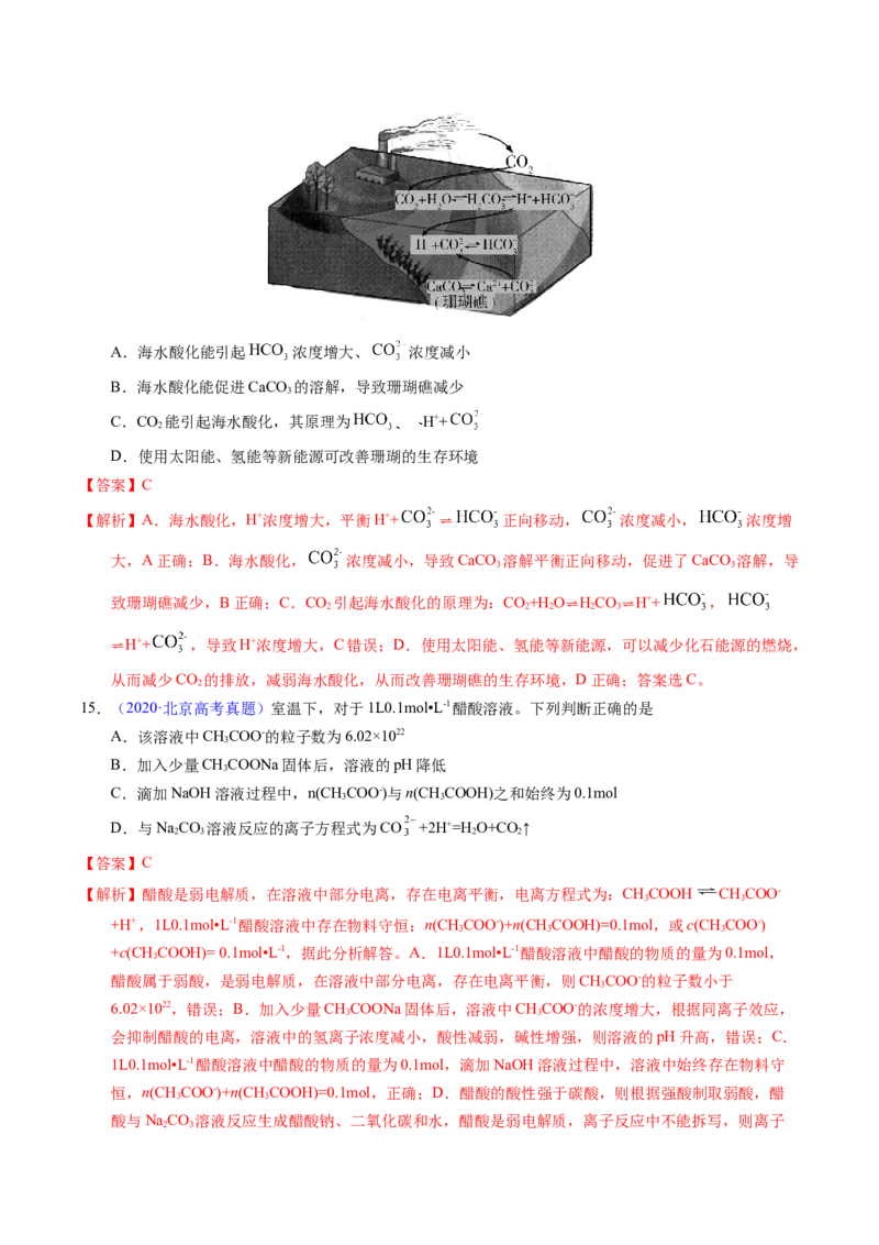 专题58弱电解质的电离（解析卷）_近10年高考真题汇编（必刷）_十年（2014-2024）高考化学真题分项汇编（全国通用）_十年（2014-2023）高考化学真题分项汇编（全国通用）
